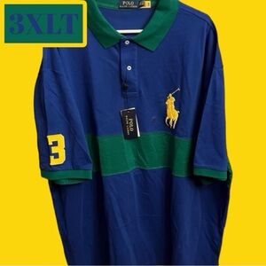 Polo Ralph Lauren Big Pony Mesh Polo Shirt 3LT Mens Big & Tall Colorblock Stripe